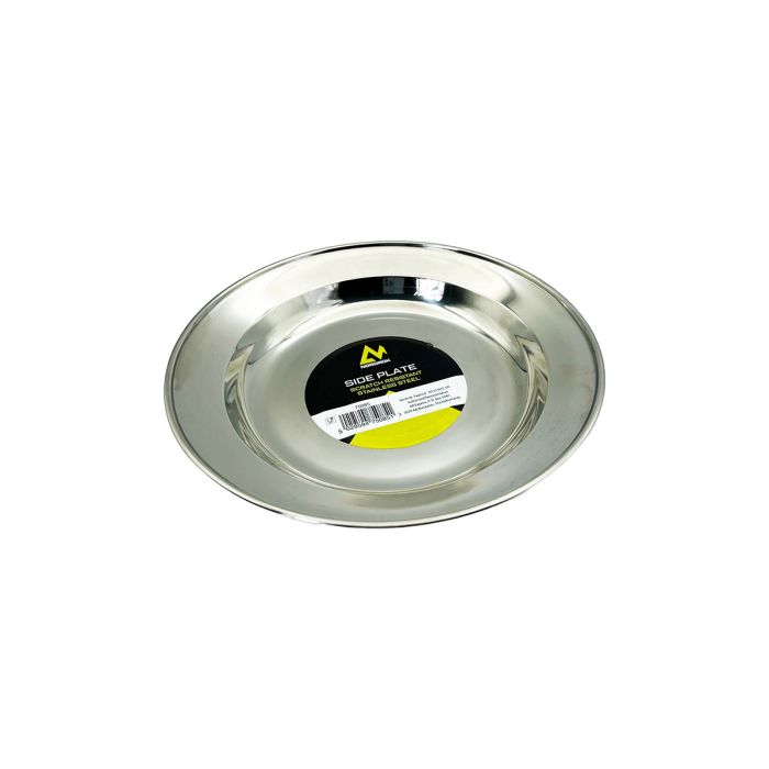 Stainless steel silver plate with black and yellow label sticker