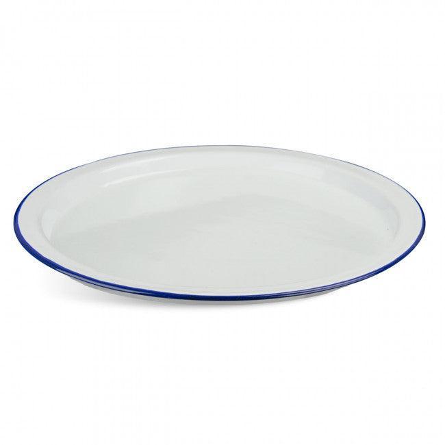 White Enamel Vintage 22cm Flat Plate