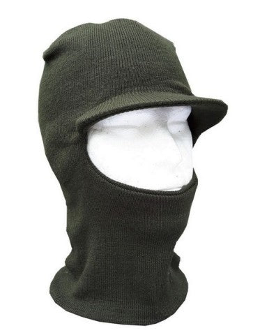 Dual Peak Hat / Acrylic Balaclava - Olive Green