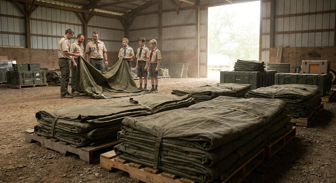 Military surplus tents for scout and youth groups