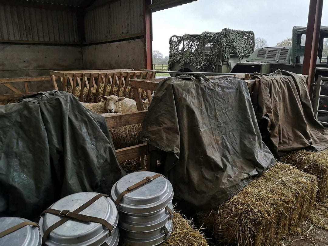 Military ponchos for livestock and stable cover