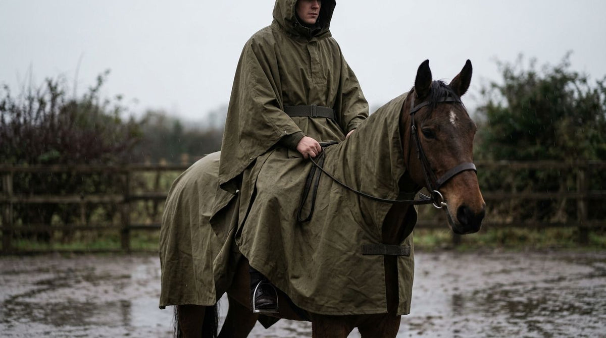 Military ponchos for equestrian riders