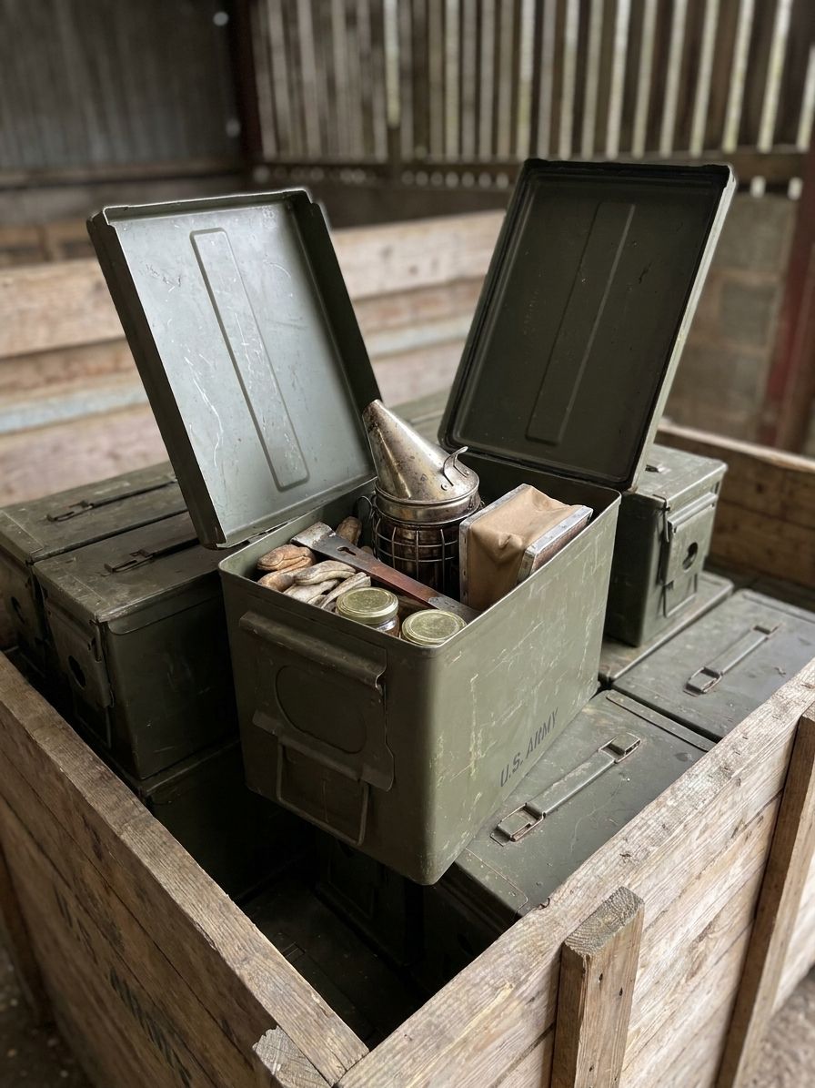 Ammo boxes for beekeeping equipment storage