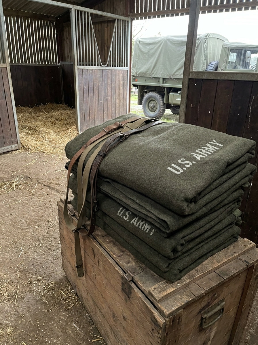 Wool military blankets for horse rugs and stable use