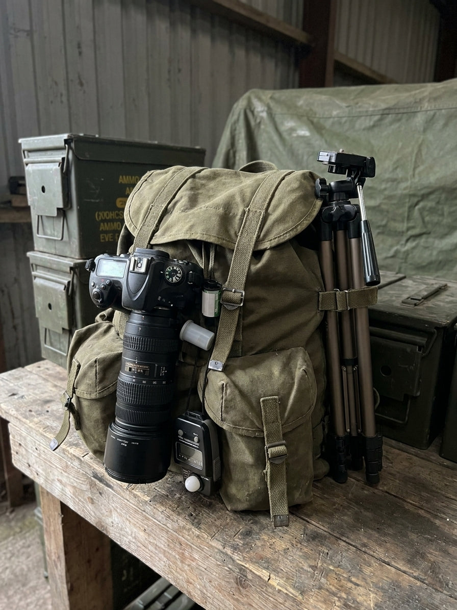 Military surplus rucksacks for photographers and filmmakers