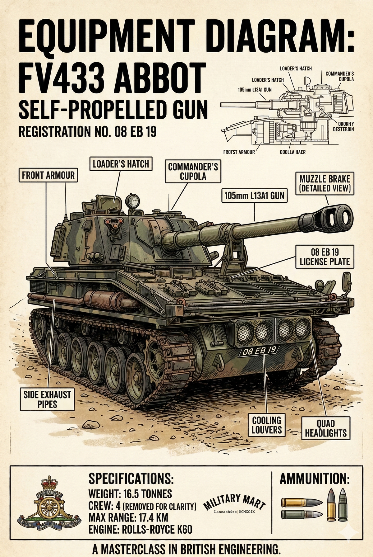 British Army FV433 Abbot self-propelled gun