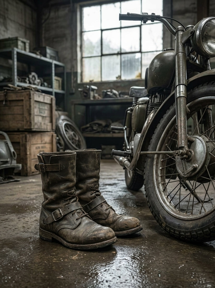 Combat boots for motorcycle riding