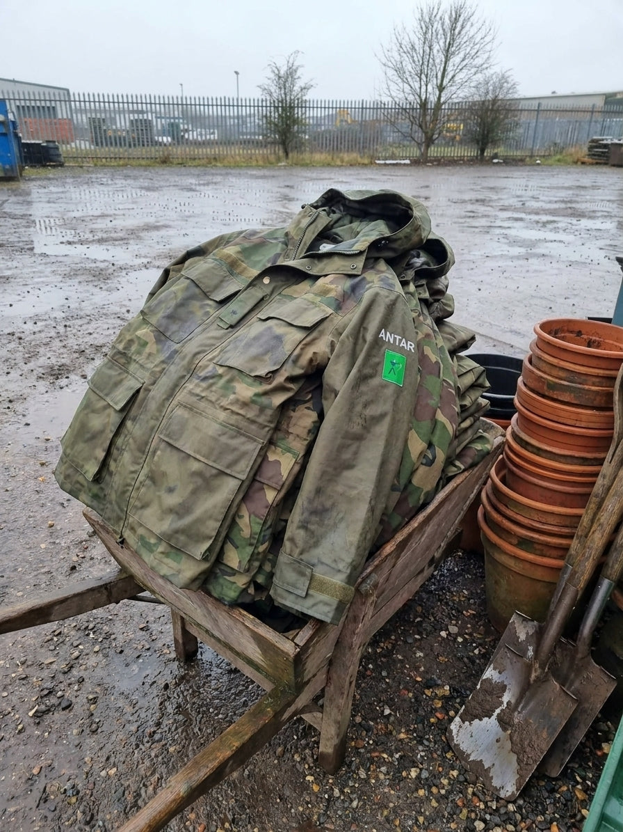 Military rain jackets for landscape gardeners and groundskeepers