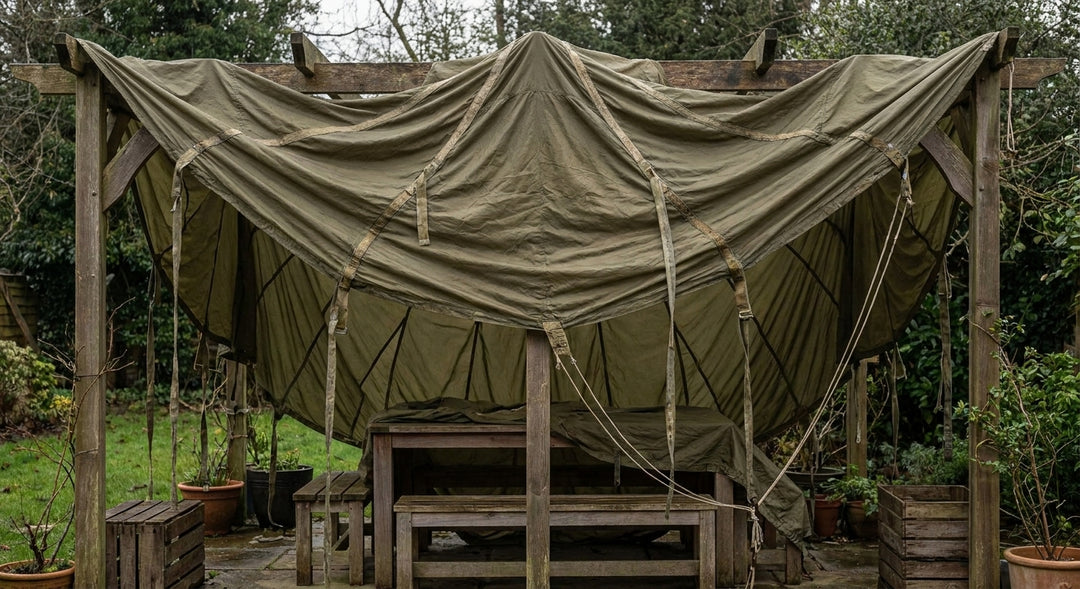 Military parachutes for garden and venue decoration