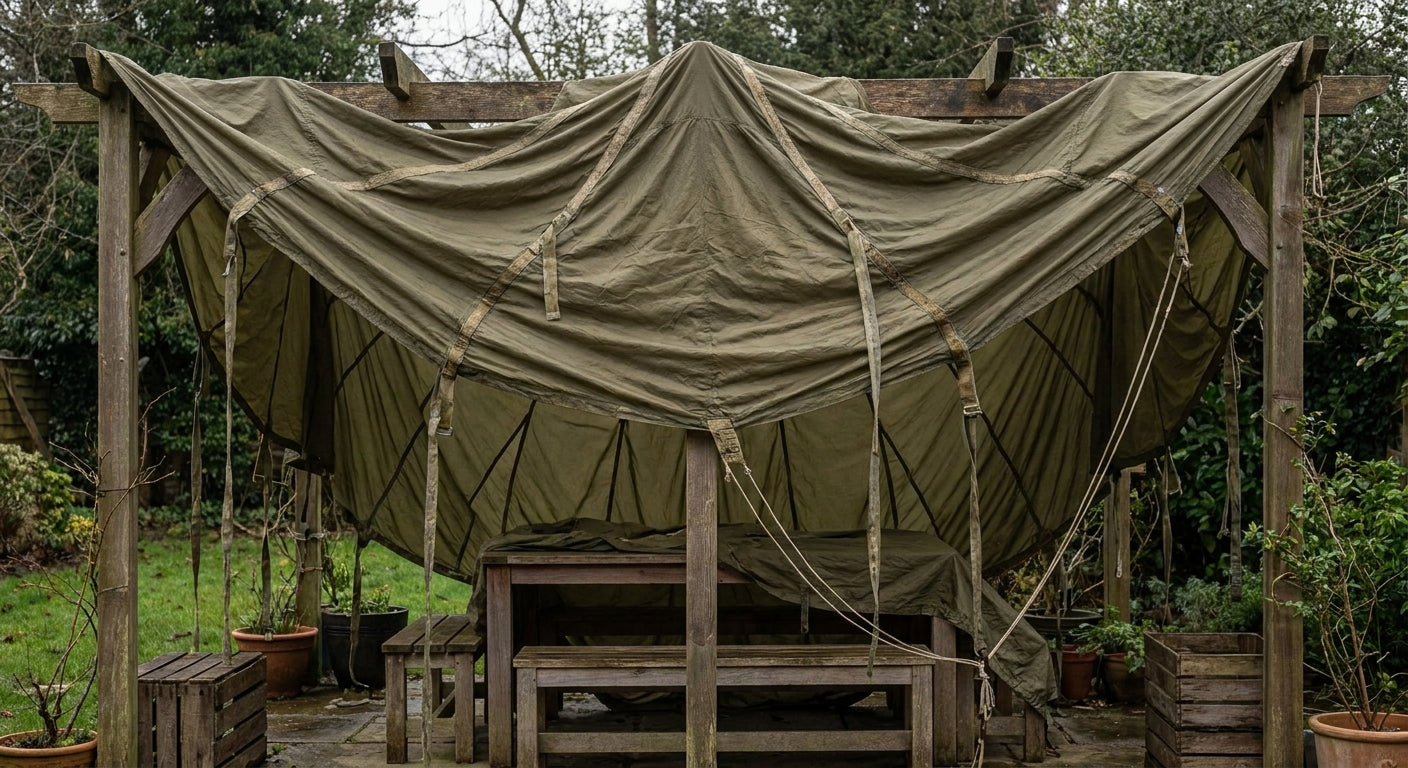 Military parachutes for garden and venue decoration