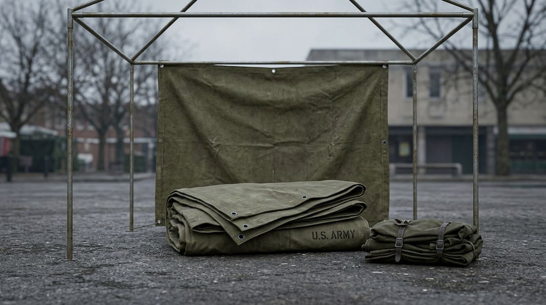 Ex military tarpaulins for market stalls and outdoor events