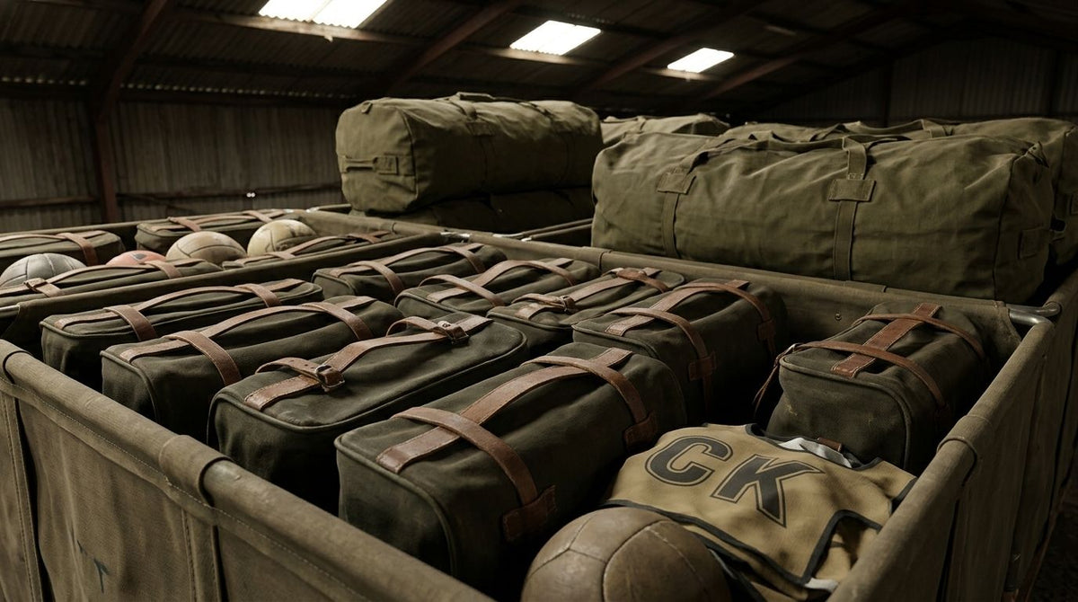 Military kit bags for sports teams and club kit storage
