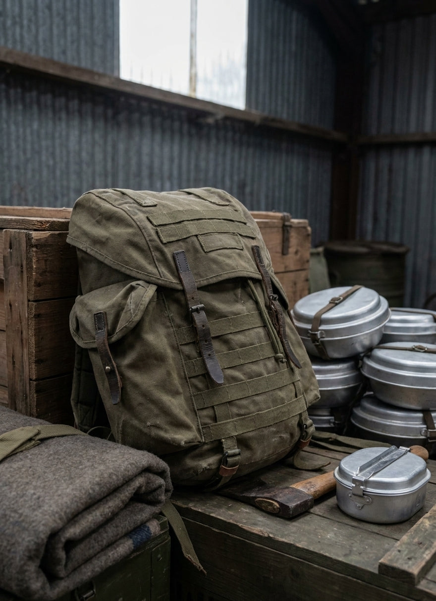 Military surplus backpacks for bushcraft and wild camping