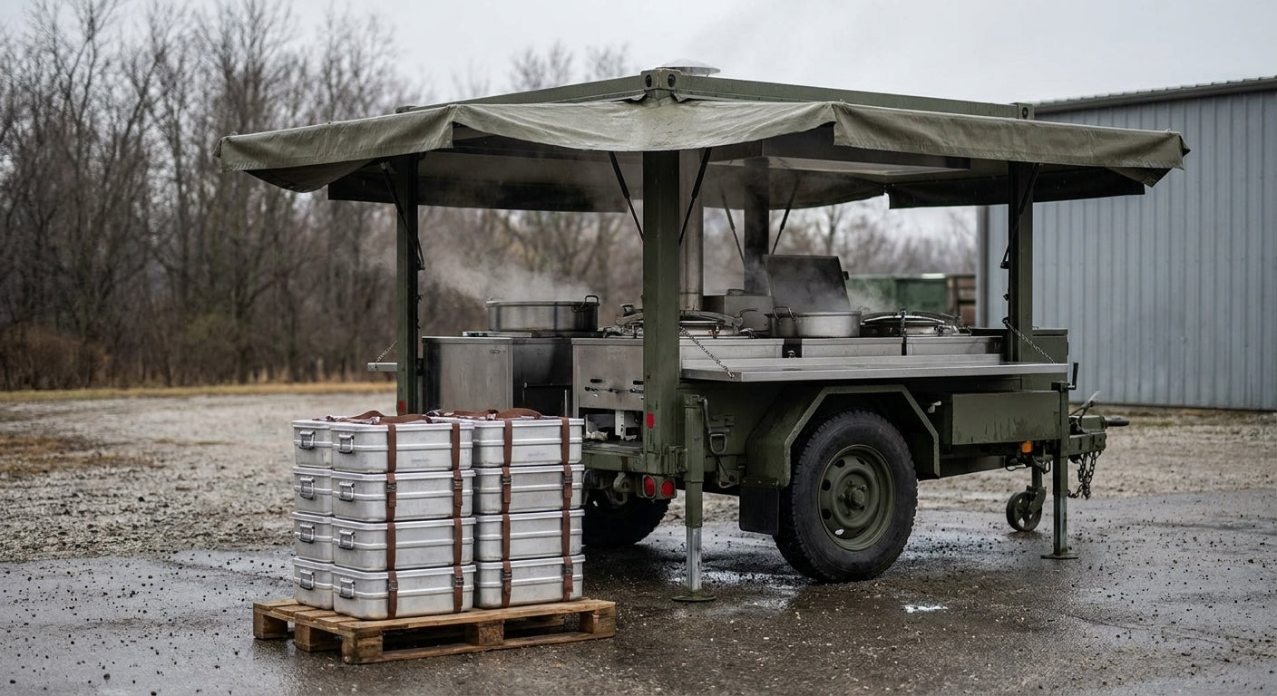 Military field kitchens for outdoor catering and events