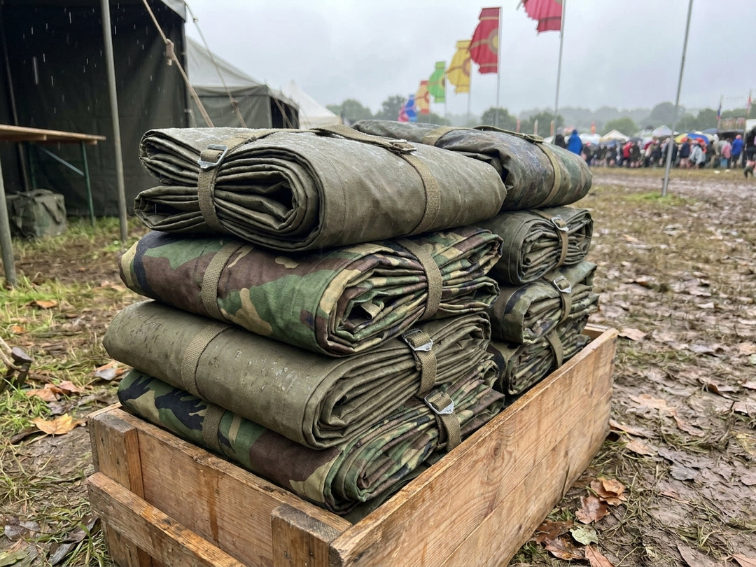 Military rain ponchos for festival goers
