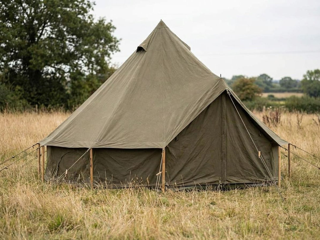Military bell tents for glamping business setups