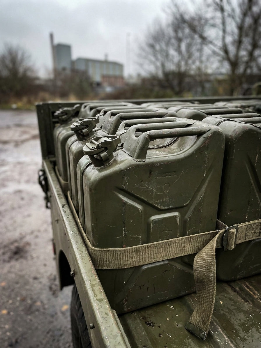 Military jerry cans for overlanding and off-grid fuel storage