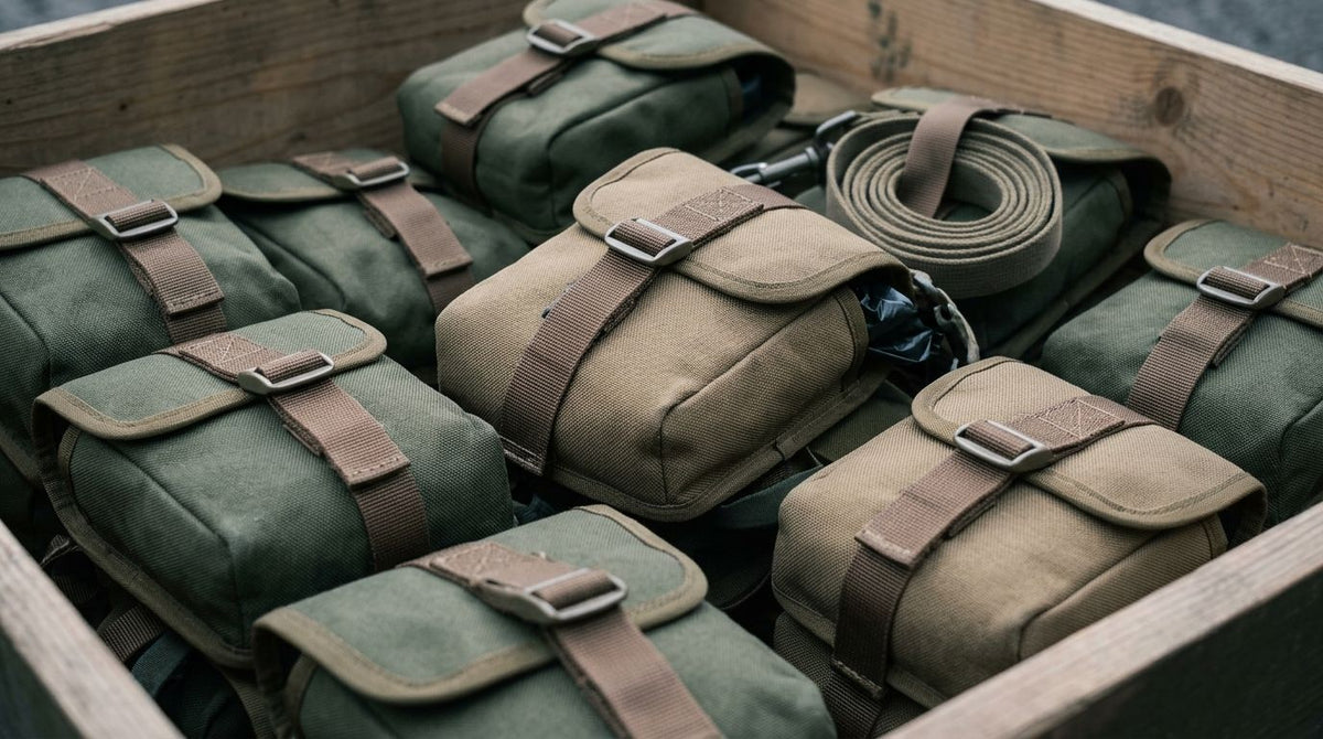 Webbing pouches for dog walking essentials