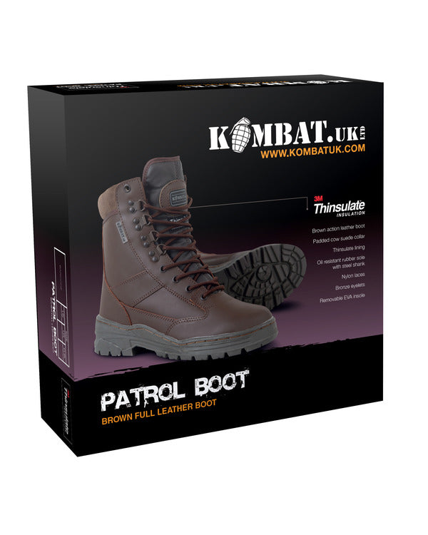 All leather patrol boot MOD brown - pair with sole
