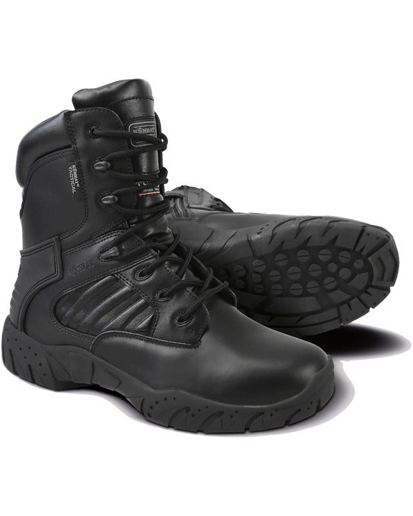 Tactical Pro Boot black all leather - side zip view