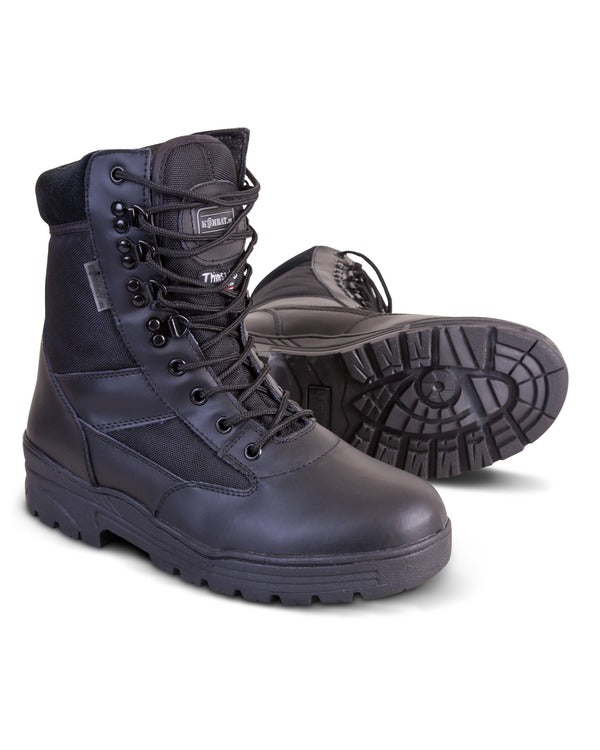 Half Leather Patrol Boots - Black