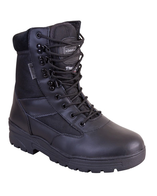 Half leather patrol boot black - outer side
