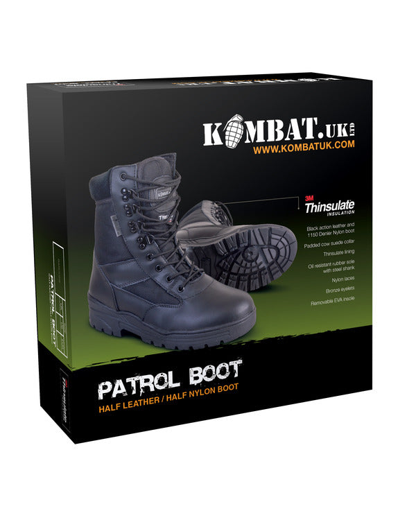 Half leather patrol boot black - detail