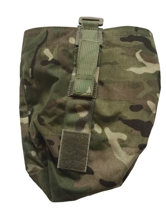 Camouflage pouch with a strap on a white background