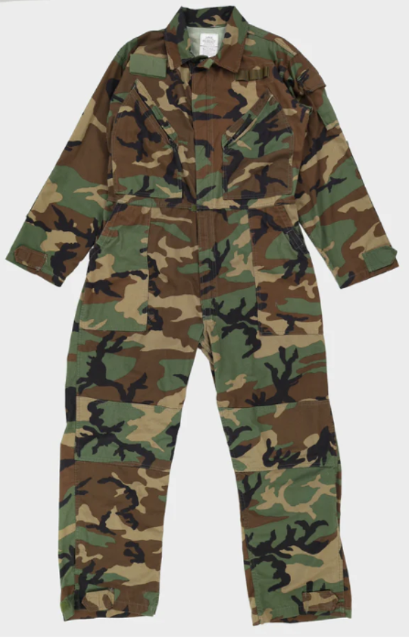 Camouflage coverall on a white background
