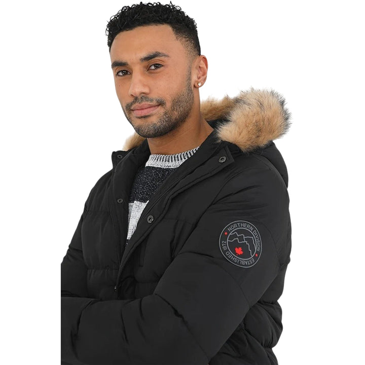 Mens Beaumont Padded Parka Coat | Faux Fur Hooded Jacket-3