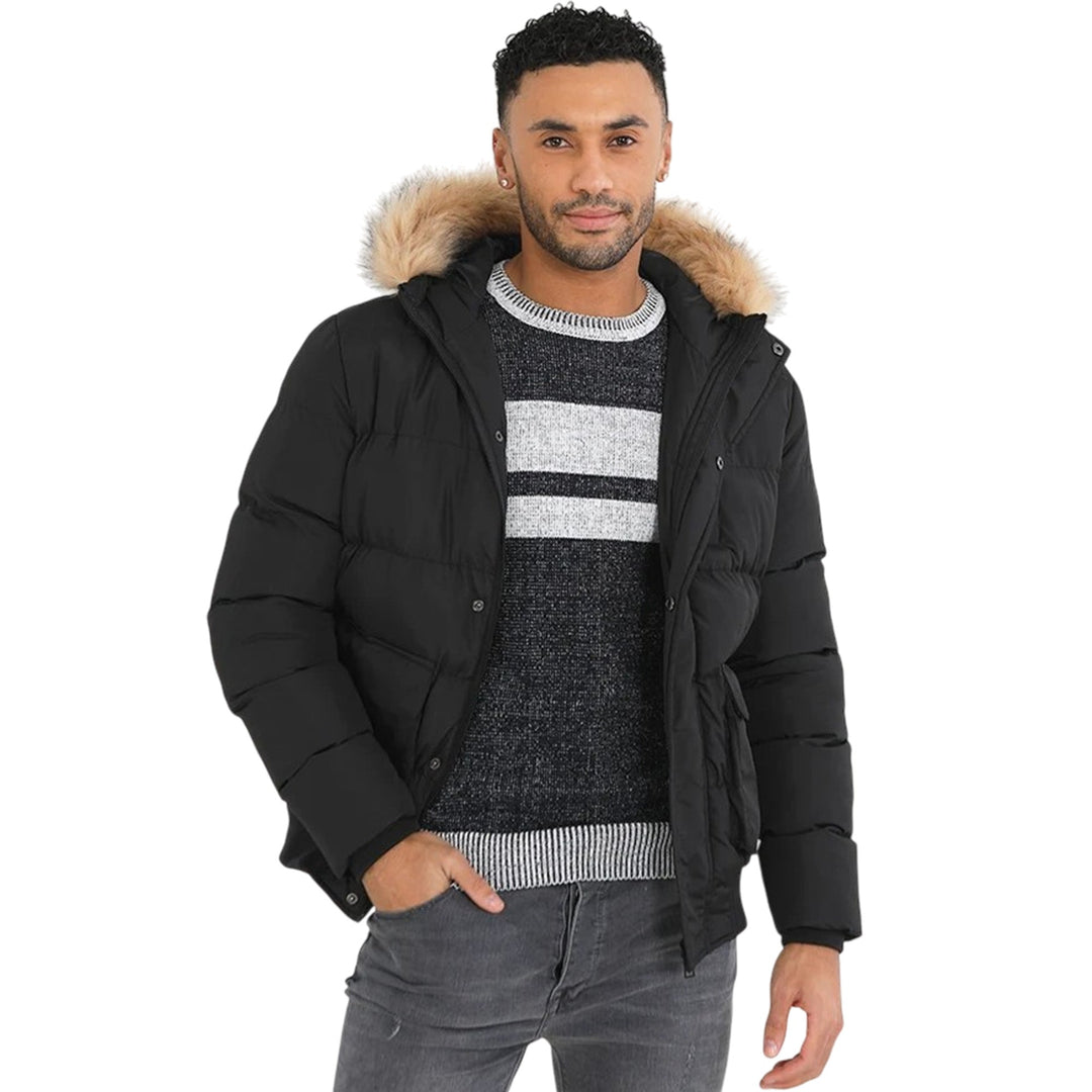 Mens Beaumont Padded Parka Coat | Faux Fur Hooded Jacket-0