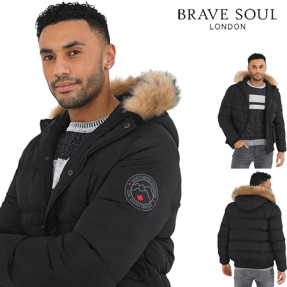 Mens Beaumont Padded Parka Coat | Faux Fur Hooded Jacket-1