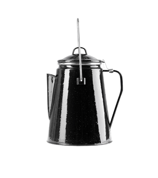 Black Enamelware Percolator – 2L Sheet Steel Coffee Pot (8 Cups)