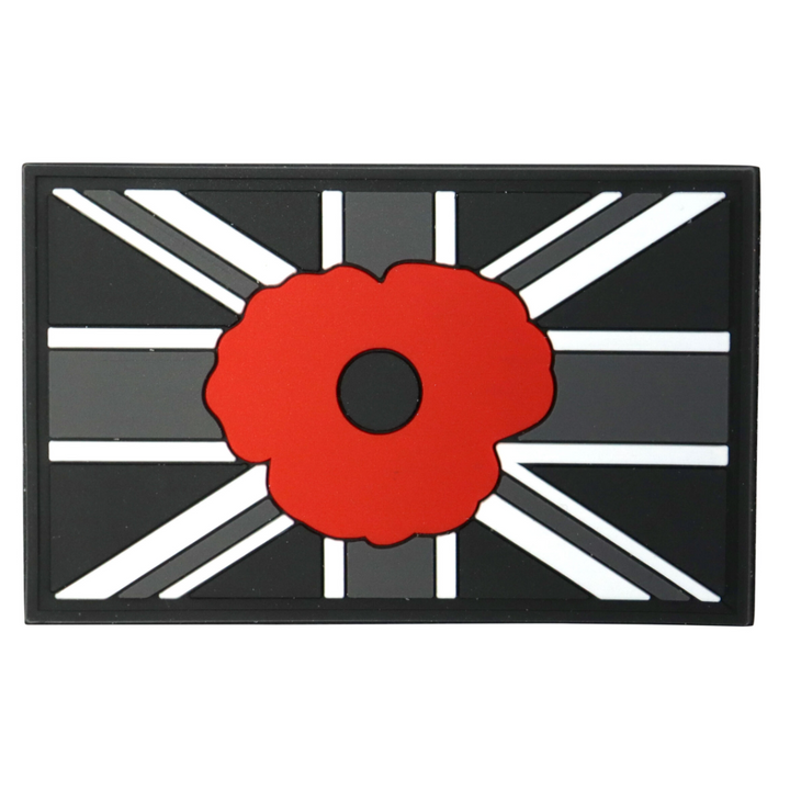Union Jack and poppy commemorative PVC velcro patch