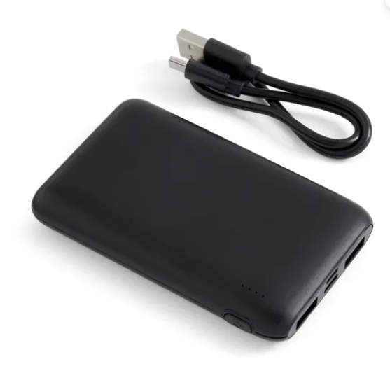 GADz 5000mAh Slim Power Bank with USB Cable – Dual Output 2.4A – Black