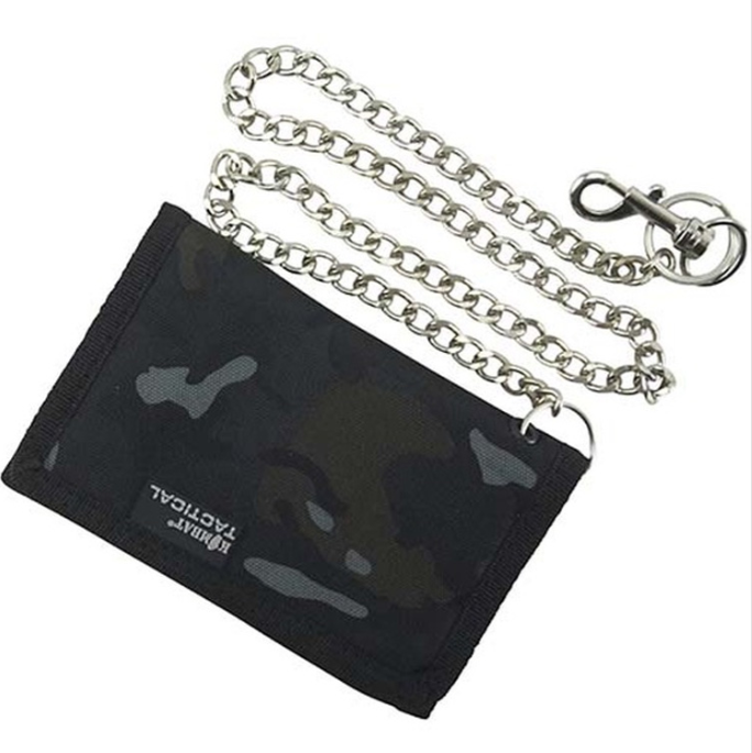 Military black Wallet and chain