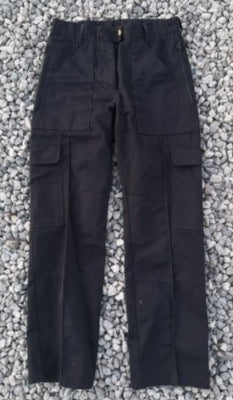 black combat trousers with cargo style pockets