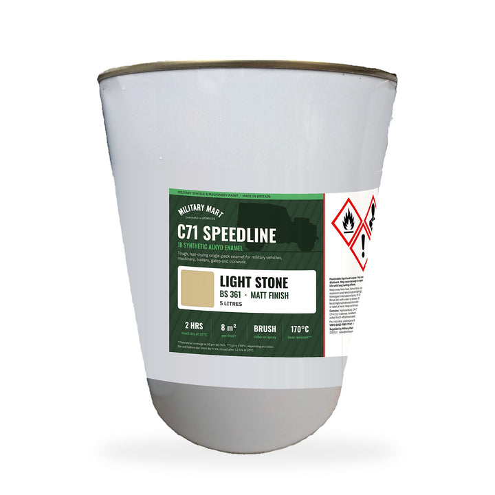 Military Mart C71 Speedline Light Stone BS361 Matt 5L military vehicle paint tin