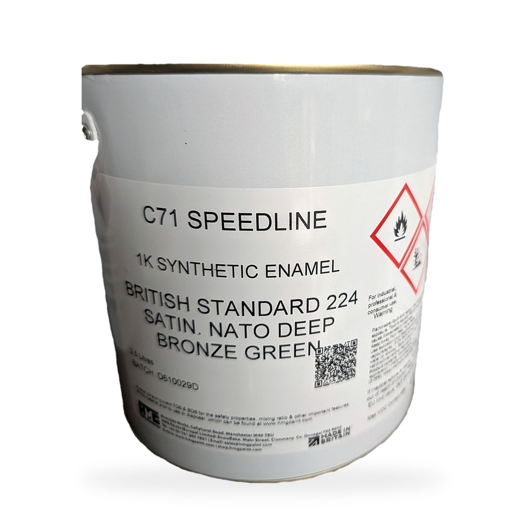 HMG C71 Speedline NATO Deep Bronze Green BS224 Satin 2.5L tin - 1K synthetic enamel military vehicle paint