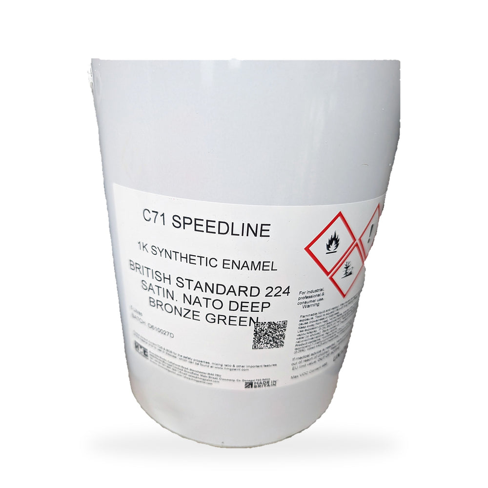 HMG C71 Speedline NATO Deep Bronze Green BS224 Satin 5L tin - 1K synthetic enamel military vehicle paint