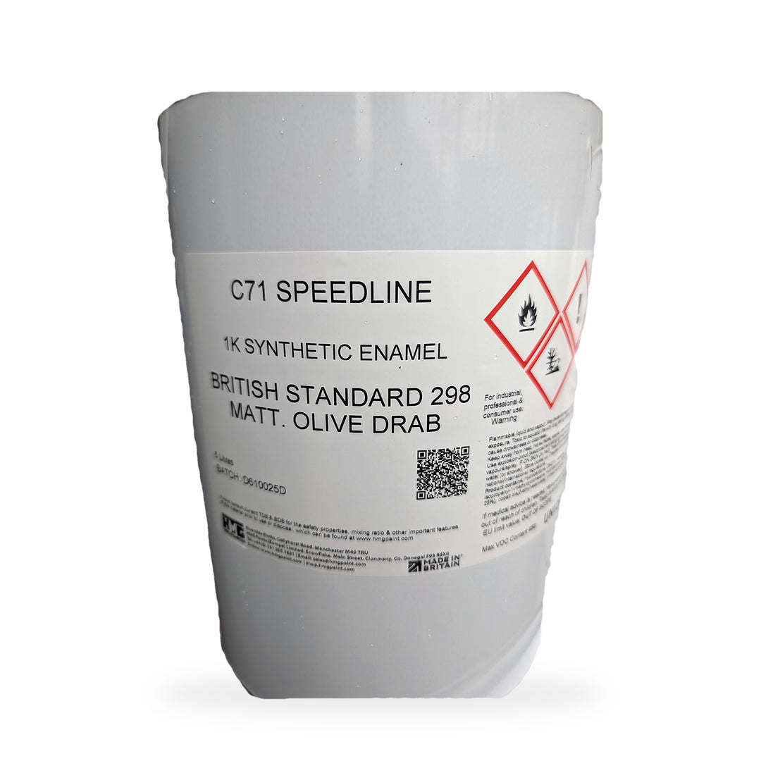 HMG C71 Speedline Olive Drab BS298 Matt 5L tin - 1K synthetic enamel military vehicle paint