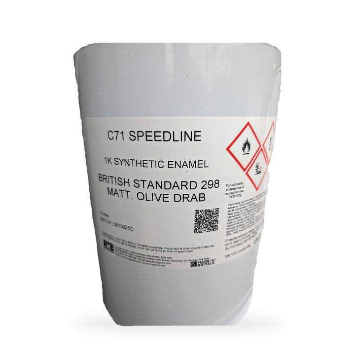 HMG C71 Speedline Olive Drab BS298 Matt 5L tin - 1K synthetic enamel military vehicle paint