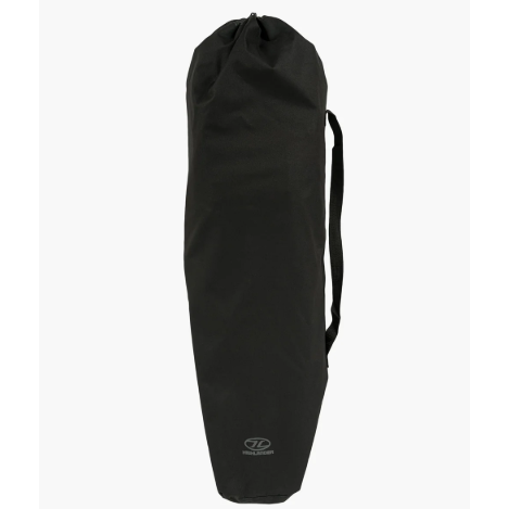 Black drawstring bag on a white background
