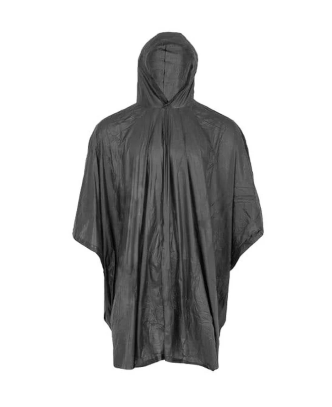 Black rain poncho on a white background
