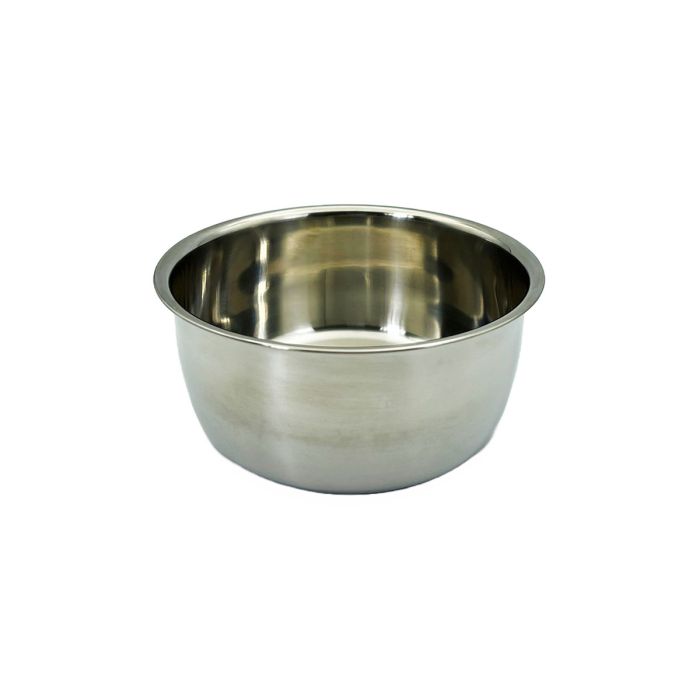 Silver stainless steel bowl on white background