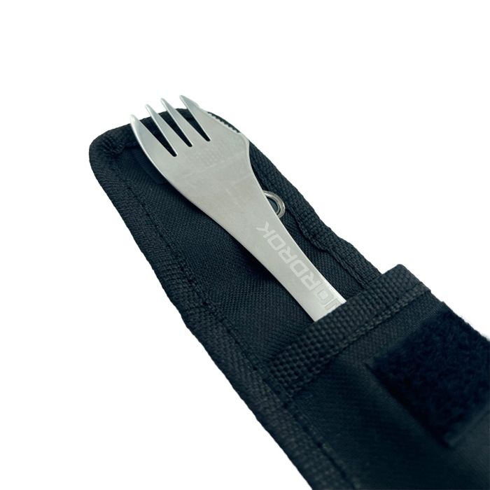 Metal utensil inside black carrying pouch