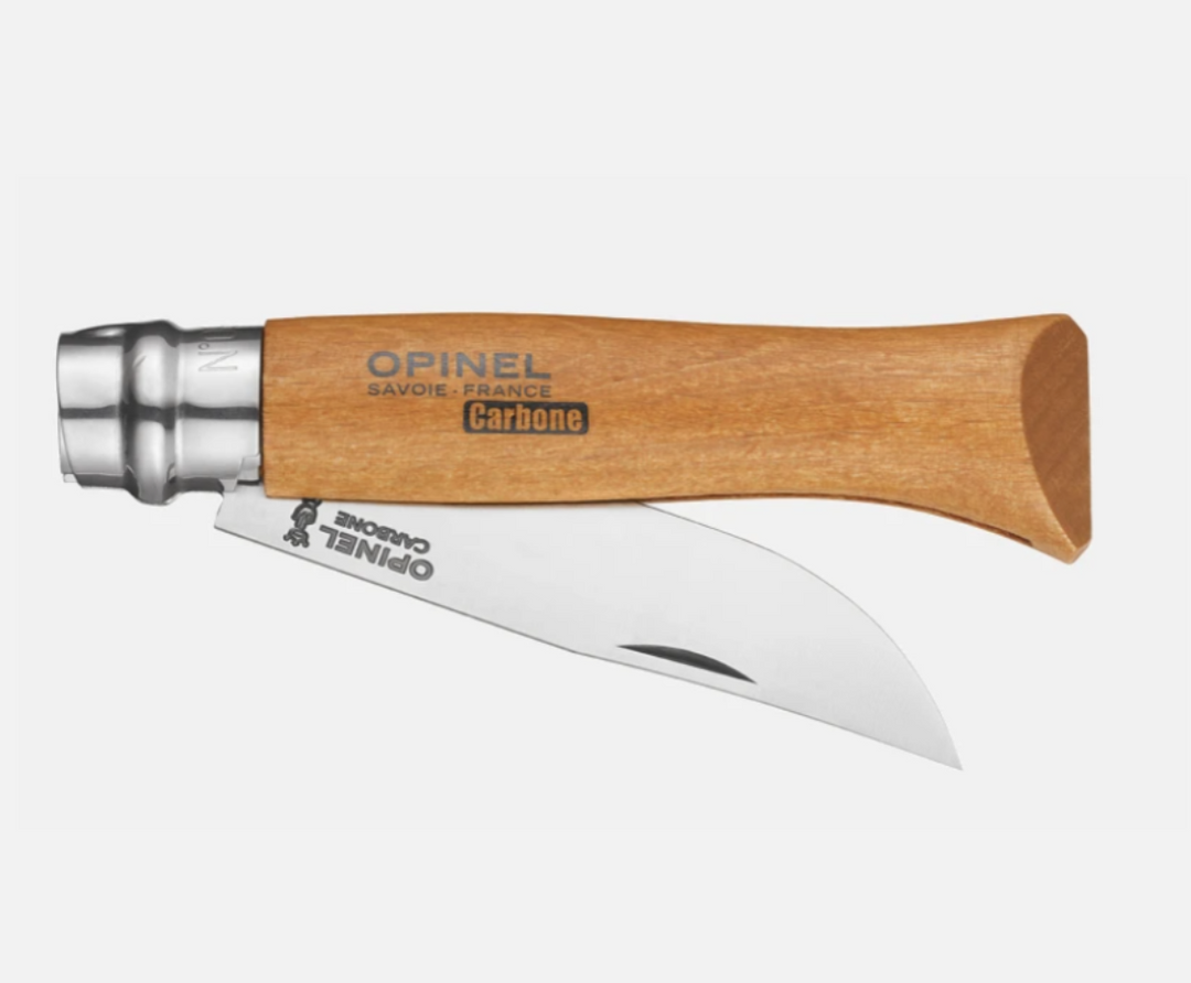 Opinel knife with wooden handle on a white background