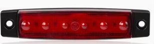 Red LED marker light with black housing on a white background