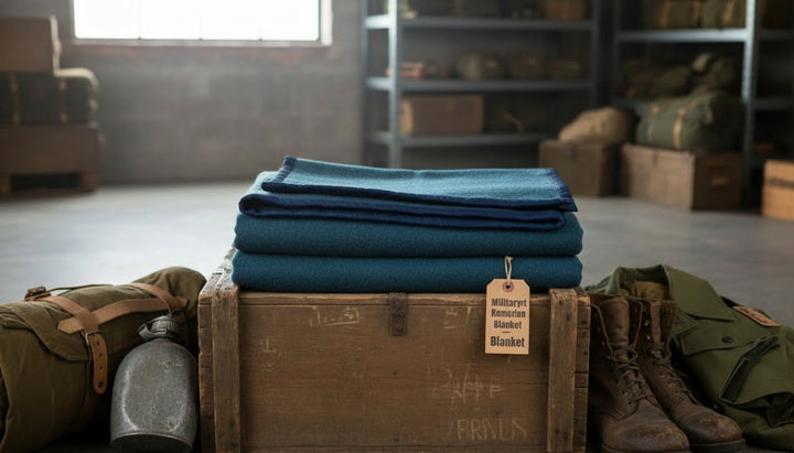 Genuine Romanian Army / Airforce Blue Wool Blanket – 100% Wool Eastern Bloc Surplus (Vintage 1980s)