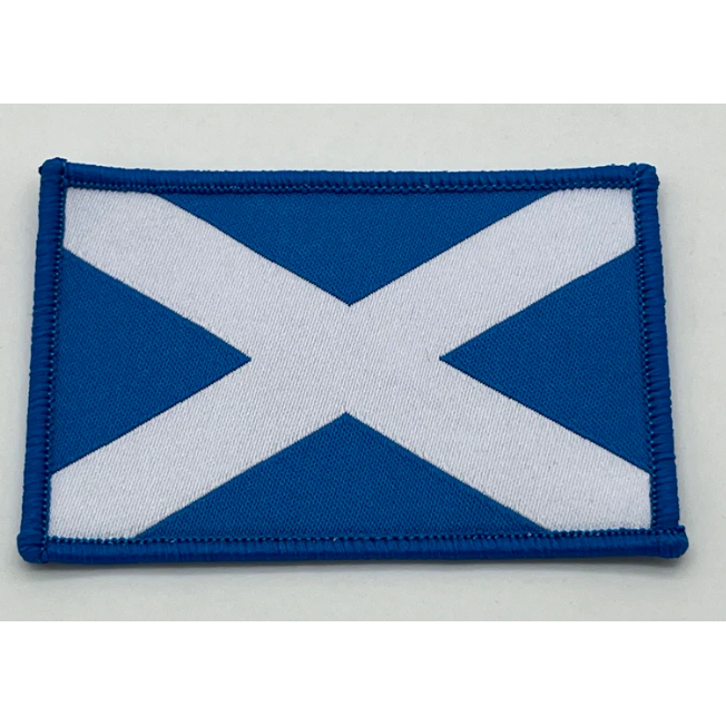 Scottish flag patch on a white background